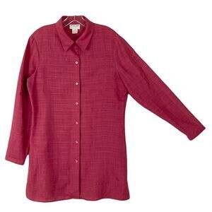NWOT Vintage OSCAR DE LA RENTA Shirt Dress Tunic Jacket 12 Linen Pink Plaid Slit